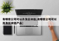 有哪些公司可以开发区块链[有哪些公司可以开发区块链产品]